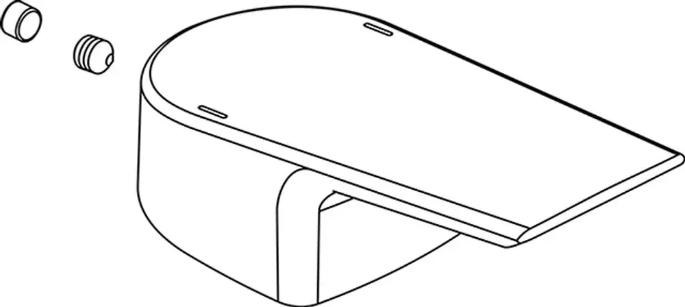 Griff von Ideal Standard mit integrierter Logo-Prägung, geeignet für eine Armatur. Das Design ist klar und funktional, zwei kleinere Teile sind neben dem Griff abgebildet.